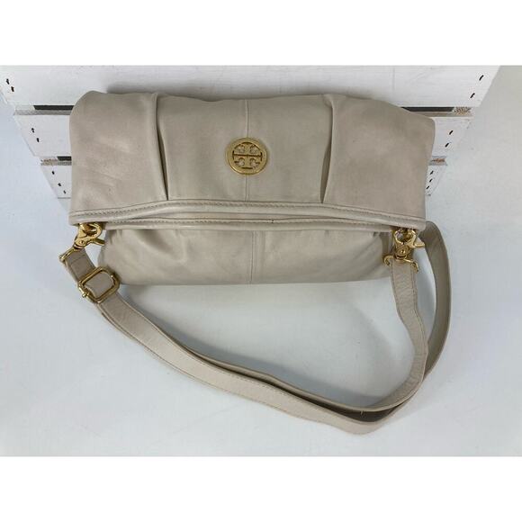TORY BURCH MEDIUM IVORY LEATHER VERONA FOLDOVER CROSSBODY BAG - Picture 2 of 16
